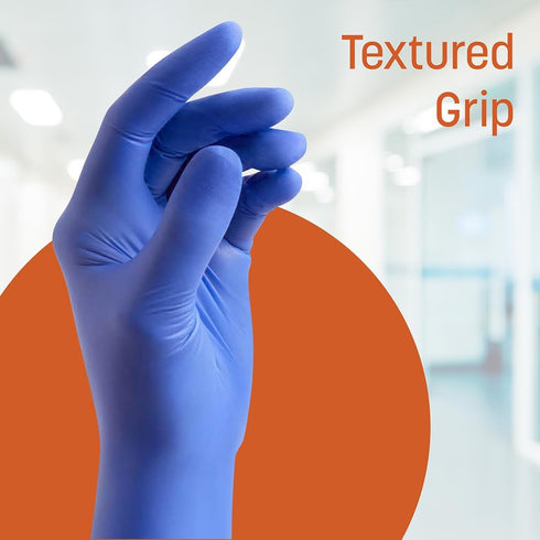 Nitrile Exam Gloves, Blue Powder-Free Disposable Gloves for Medical Care, First Aid, and Food Prep
