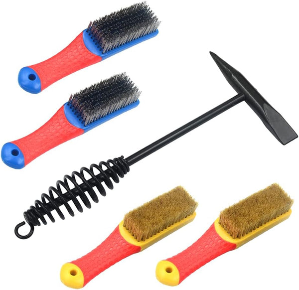 10.6 oz 300g Spring Handle Welding Chipping Hammer with Nylon and Steel Wire Brush Kit