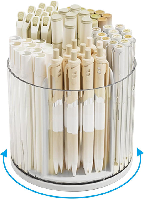Marte Vanci 360 Degree Rotating Pen Pencil Holder, 6 Slots Desk Organizer for Makeup, Painting Brush, Craft Storage Bin