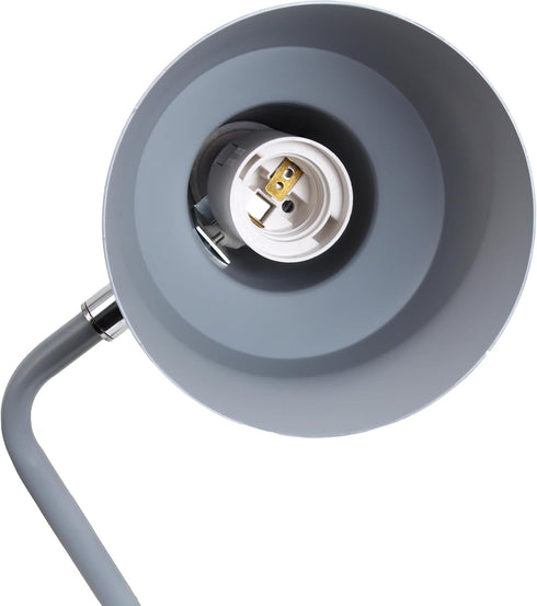 LD1078-GRY 15.2" Simple Designs Sleek Essentials Metal Cone Shade Desk Lamp with Adjustable Shade, for Office, Desk