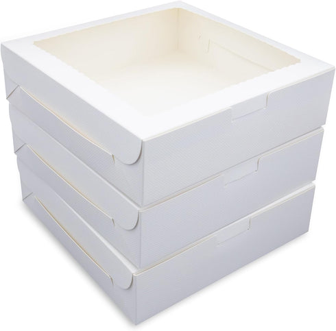 24pcs 9x9x2.5 Inch White Pie Boxes with Window for Pies, Donuts, Cookies, Muffins, Chocolates, Party