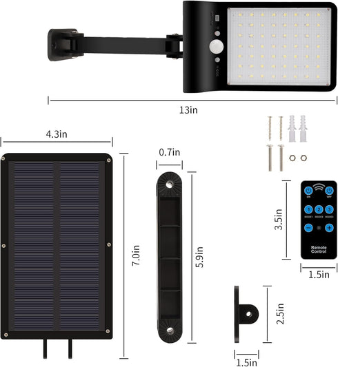 Aqonsie Solar Lights Outdoor, 56LED, 180 Adjustable Angle Security Night Light with Remote Control & 3 Lighting Modes