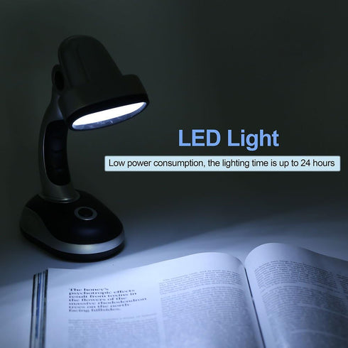 Zerodis Adjustable 12 LED Desk Lamp, Eye Care Reading Table Light, Battery Powered
