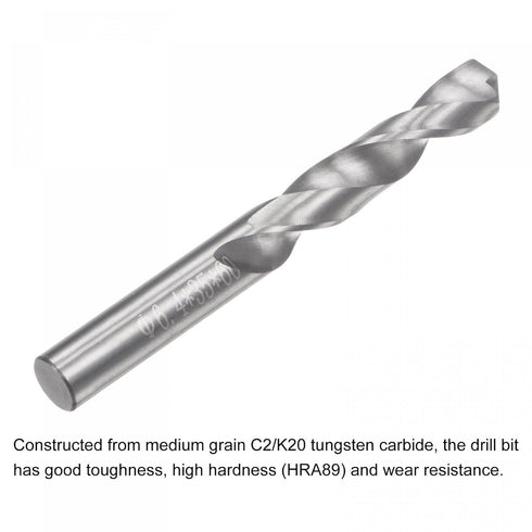 uxcell Solid Carbide Drill Bits, 6.4mm C2/K20 Tungsten Carbide Jobber Drill Bits for Metal