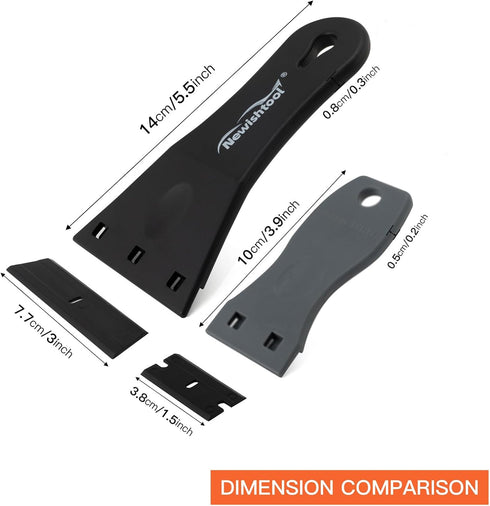 3-Inch Pack 2 20 NewishTool Plastic Razor Scraper with Blade, of with Extra Blades for Glue Residue Labels, Decals