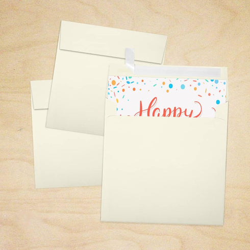 LUXPaper 5" x 5" Square Invitation Envelopes | Peel & Press | Natural | 30% Recycled | 80lb. Text | 50 Qty