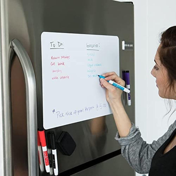 Cinch! Magnetic Whiteboard for Fridge - 29 x 21 Inch Stain-Resistant Dry Erase Board with Markers and Eraser