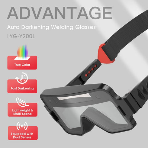 YESWELDER True Color Solar Powered Auto Darkening Welding Goggles – 2 Sensors Welder Glasses for TIG MIG MMA Plasma