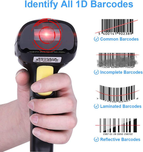 Barcode Scanner Wireless, Basecent USB Quick Laser Reader, Handheld Barcode Scanner for Library, Warehouse, Store