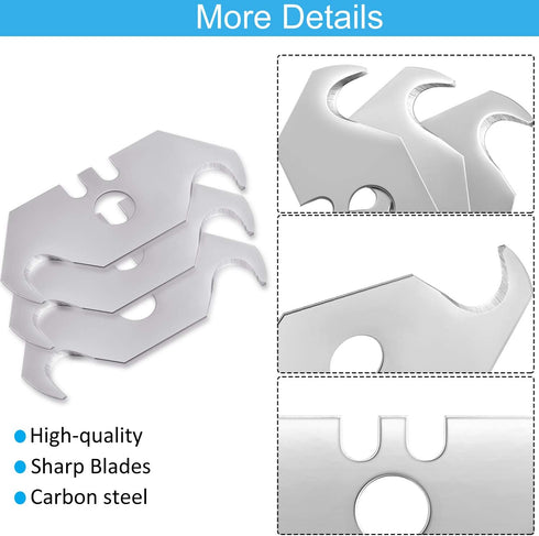 Utility Hook Blades, Steel Hook Razor Blades for Roofing and Carpet, Includes Plastic Box, 30 Count
