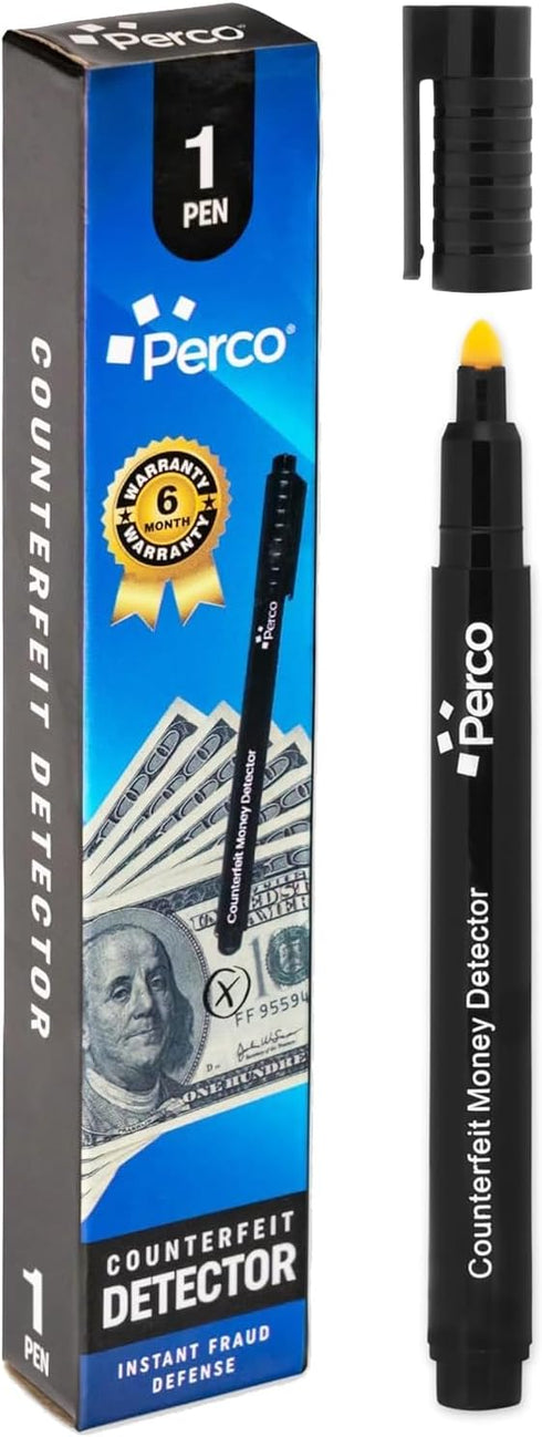 Perco Counterfeit Money Detector Pen - Easy to Use and Reliable Universal Currency Fake Bill Checker