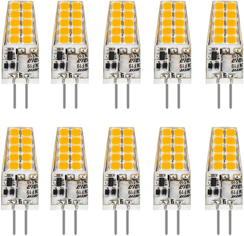 10 Pack G4 LED Bulb 3W, 12V, 20W G4 Halogen Equivalent, Warm White 3000K, JC G4 Bi-Pin Base, Not Dimmable