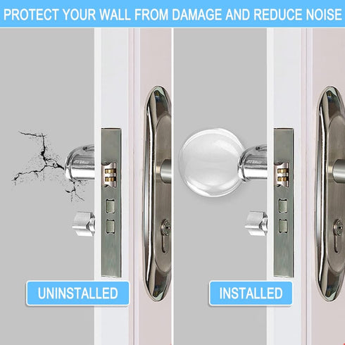 Wall Door Handle Stopper - 6 PCS Clear Round Rubber Door Knob Wall Shields, Stronger Self-Adhesive Bumpers
