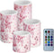 Cozeyat Pink Blossom Flameless Candles 4 Pack Battery Operated LED Pillar Candles with
