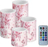 Cozeyat Pink Blossom Flameless Candles 4 Pack Battery Operated LED Pillar Candles with