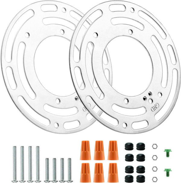 2 Pack Universal Light Fixture Mounting Bracket, 4 Inches Diameter Steel Round Crossbar with Screws and Nuts