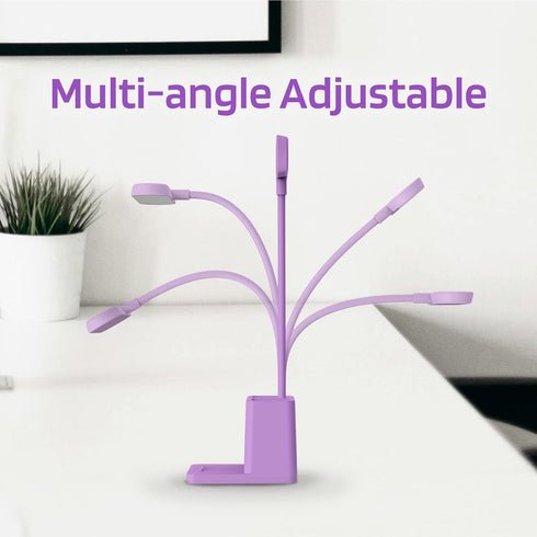 AXX Cute Purple Desk Lamp, Rechargeable Study Table Light for Home Office, Small, Battery Operated, LED, Flexible