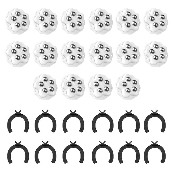 Dixiao 16 Pcs White Self Adhesive Stickers Heavy Caster Wheels with Brake Pads,