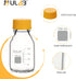 ULAB Round Media Storage Bottle, 500ml (16.9oz), 3.3 Borosilicate Glass Bottles with GL45 Screw Cap, Pack of 6