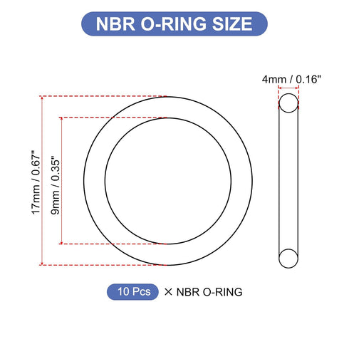 MECCANIXITY Nitrile Rubber O Ring, 0.67" OD, 0.35" ID, 0.16" Width NBR Sealing Gasket Washer, Pack of 10