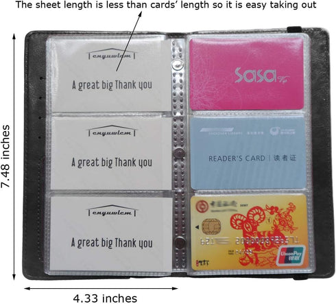 Enyuwlcm PU Leather Business Card Book Organizer, Holds 240 Cards, Black with Elastic Closure