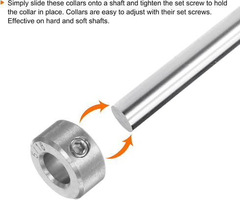 HARFINGTON 5/16" Bore Shaft Collar, 304 Stainless Steel Set Screw, 5/8" OD, 5/16" Width for Wheel Barrow Axle, Gearbox