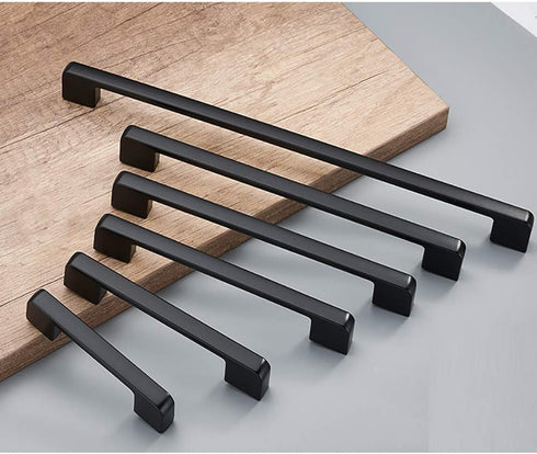 1 Pcs Zinc Alloy Pulls, Hole Center 320mm, American Simple Matt Black Door Handles for Drawers, Kitchen Cabinets, Doors