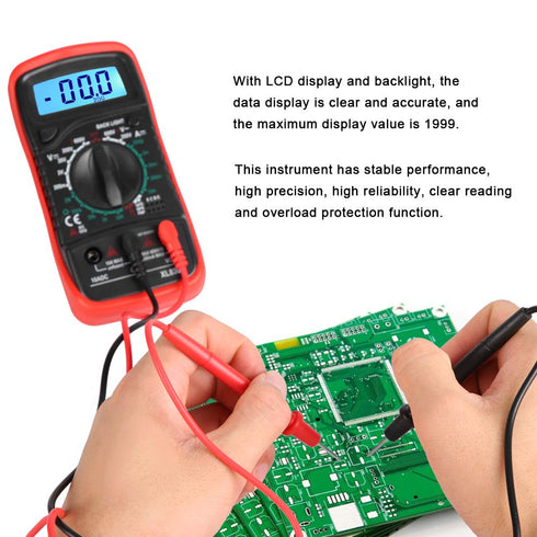 Xl830l Handheld Digital Multimeter with LCD Display and Backlight Overload (XL830L Red)