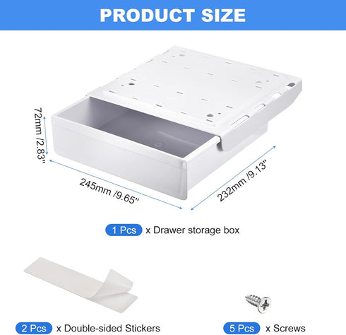 uxcell Under Desk Drawer, 1Pcs - Plastic Self-Adhesive Under Desk Storage Organizer, Slide Out Stationery Storage for Office Home (White, 245x232 MM) by uxcell