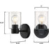 6115500 Westinghouse Sylvestre Transitional One-Light Indoor Wall Light Fixture, Matte Black Finish, Clear Glass