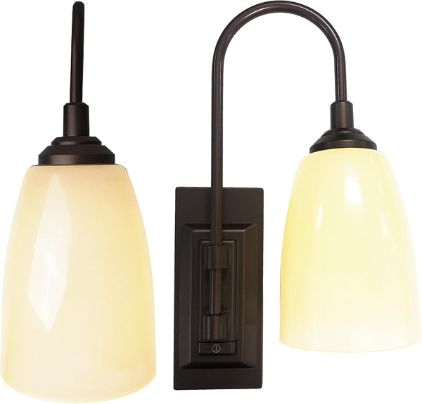 Westek LED Battery Operated Wall Sconce, 2 Pack - 4 Hour Auto