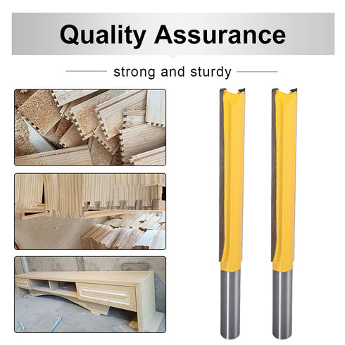 HOHXEN 1/4-Inch 3/8 Inch 3 Inch (Pack 1) Double Flute Straight Bits, Shank Straight Router Bits Width Woodworking