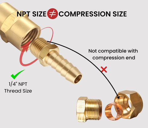 3/8 Inch Hose Barb to 1/4 Inch NPT Male Thread - Brass Air Hose Barb Fittings, 10 Piece
