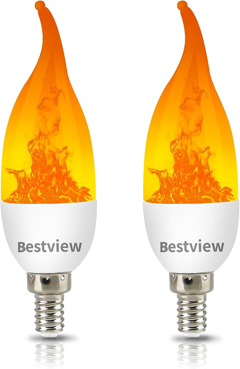 Bestview LED Flame Effect Light Bulbs,3 Modes Flickering Light Bulbs, Smart E12