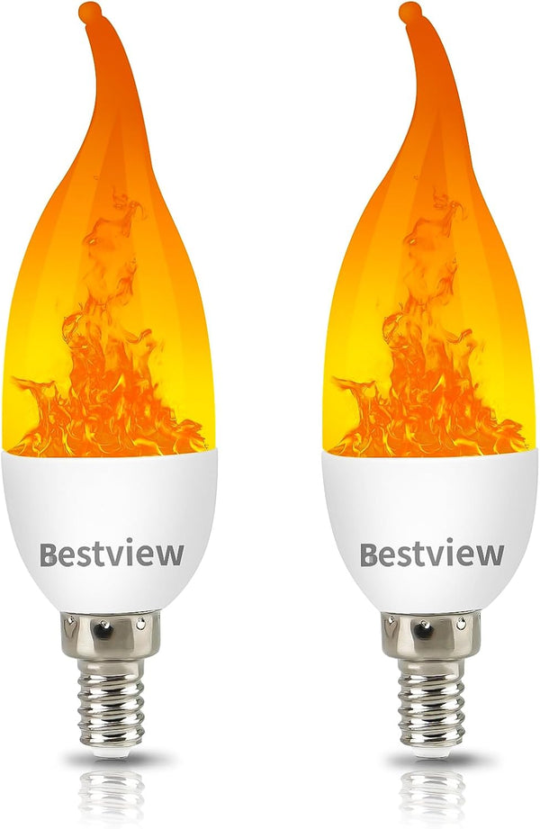 Bestview LED Flame Effect Light Bulbs,3 Modes Flickering Light Bulbs, Smart E12