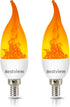 Bestview LED Flame Effect Light Bulbs,3 Modes Flickering Light Bulbs, Smart E12