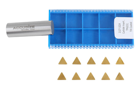 Tpg222 Tin Coated Carbide Inserts by Accusize Industrial Tools, 10 Pcs/Box, 2127-1024x10