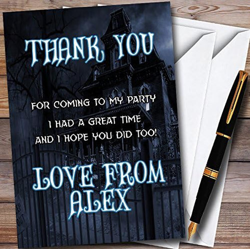 The Card Zoo Dark Haunted House Personalized Halloween Party Thank You Cards
