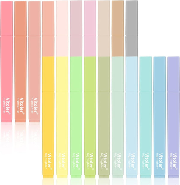 Vitoler 20Pcs Pastel Highlighters Set, Assorted Morandi Color Chisel Tip Highlighters for School Office Supplies