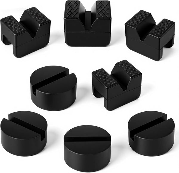 Afcabakila 8 Pcs Universal Jack Stand Pads, 2 Types Rubber Jack Pad &