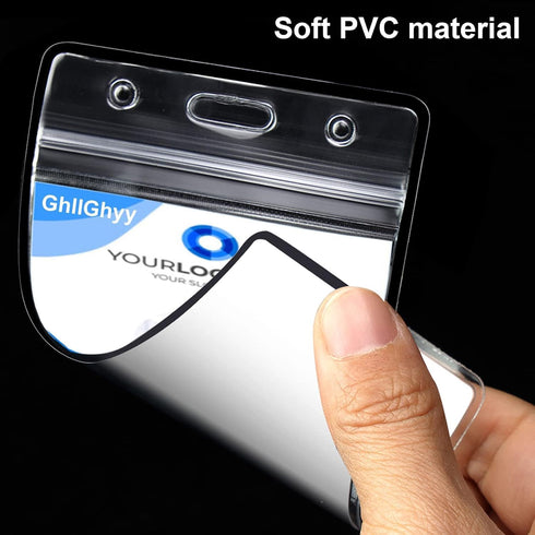GhllGhyy 6 Pack Extra Thick Name Badge Holders, Durable & Sealable Waterproof Vertical ID Badge Holders, Clear PVC