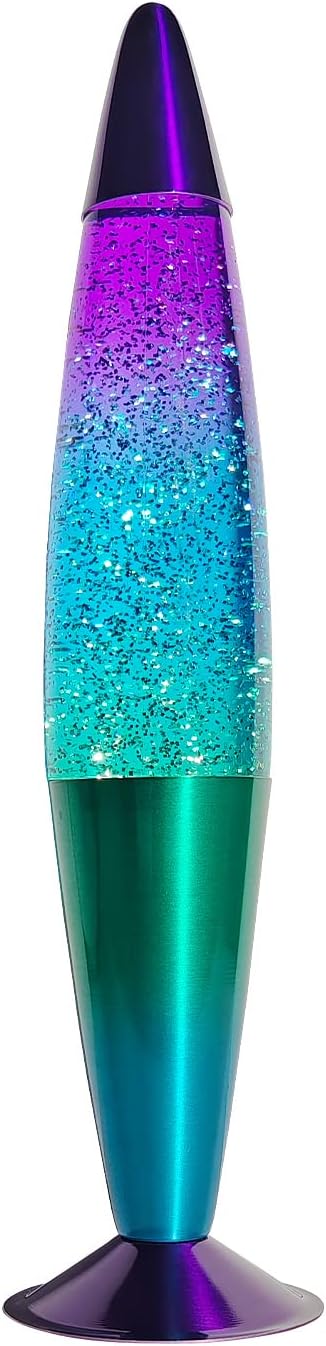 16 Inch Green Blue Purple Rainbow Glitter Lamp, 2 Bulbs, Night Light