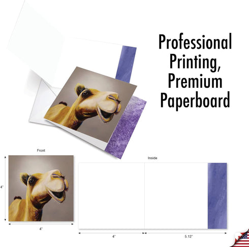 The Best Card Company - 10 Adorable Blank Note Cards (4 x 5.12 Inch) - Assorted Wildlife and Animal Cards Kids Set