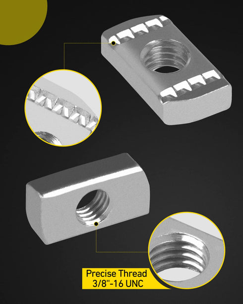 Strut Channel Nuts 3/8"-16 No Spring, Thickened Zinc Plated Strut Nuts for Strut Channel (60 Pcs)