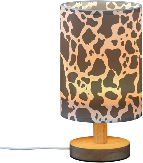 ALAZA Bedside Table Lamp for Bedroom Black White Cow Texture Nightstand LED Light Lamps with USB Port Linen Fabric