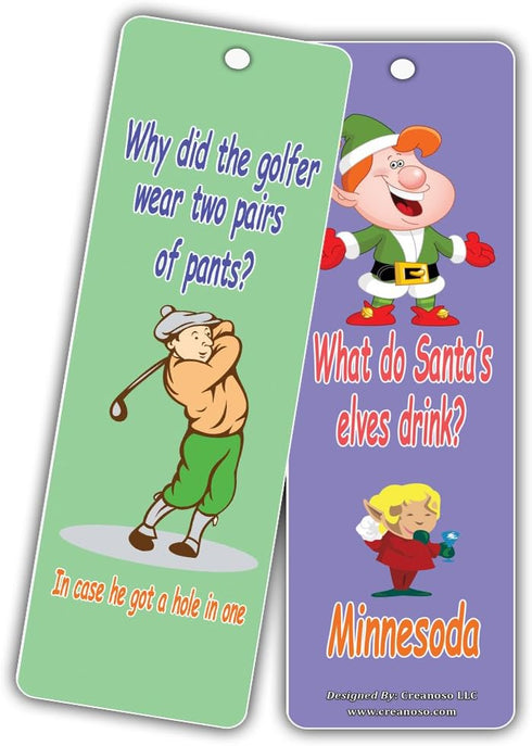 Fun Bookmarks for Kids, 12 Pack Silly Jokes Series 1, Excellent Party Favors and Classroom Reading Rewards