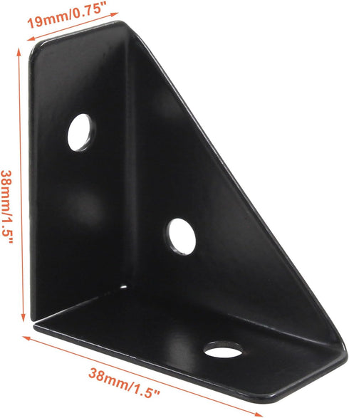 Zorfeter 10Pcs 38mm 38mm x Black Corner Brace Brackets, Metal Triangle Corner Shelf, Cold Rolled Steel Support Bracket