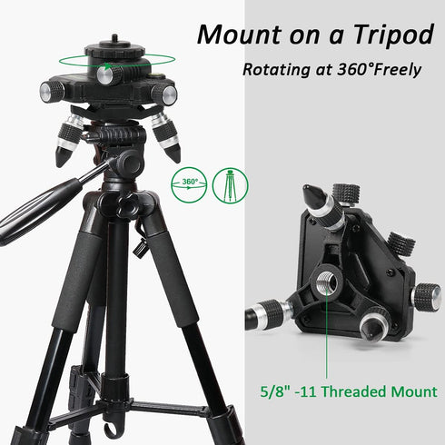 Huepar Laser Level Adapter, Metal 360-Degree Rotating Base for Laser Level Tripod Connector