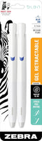 Zebra Pen bLen Retractable Gel Pen, White Barrel, Medium Point, 0.7mm, Blue Ink, 2-Count (41422)