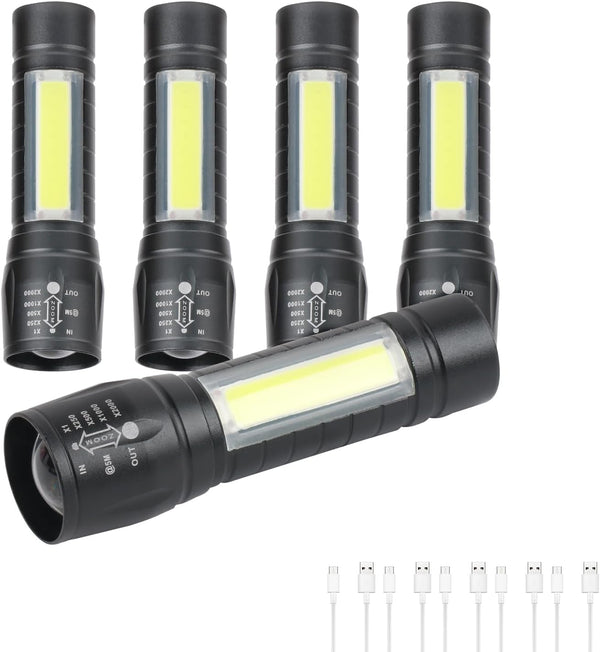 5 Pack Mini Small Pocket LED Flashlight USB-C Rechargeable High Lumens Bright